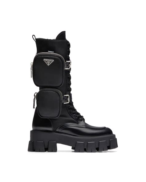 prada brushed rois leather and nylon monolith boots price|prada monolith boots men's.